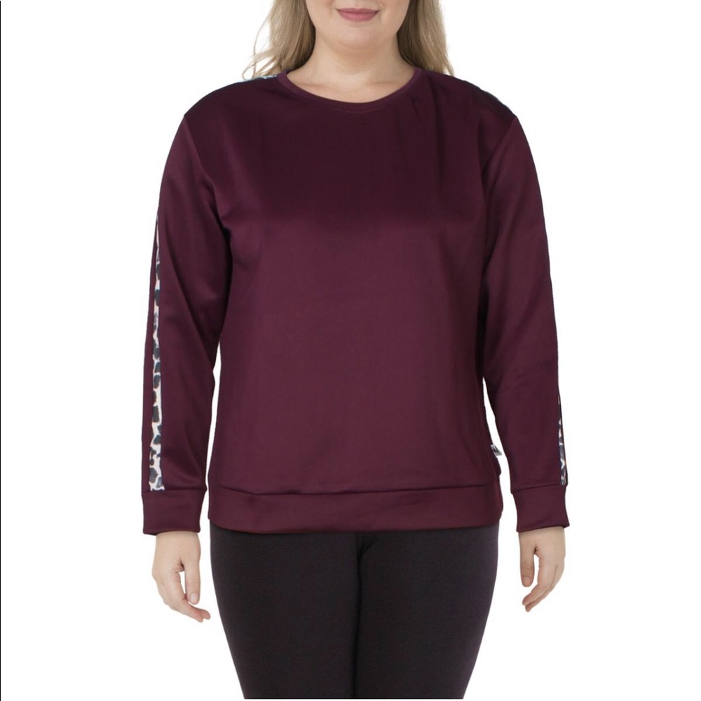 NWT Nicole Miller Sport Purple Scuba Striped Activewear Crewneck Sweatshirt XL